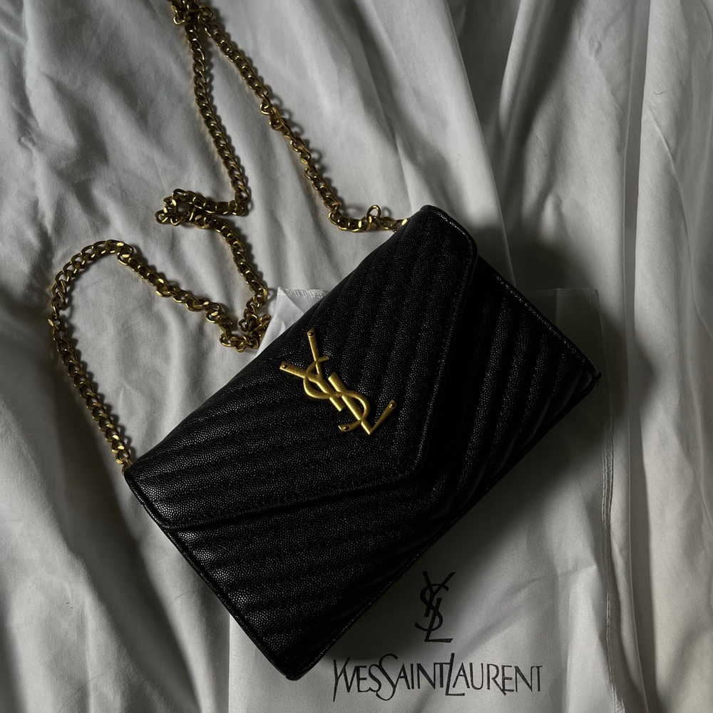 Yves Saint Laurent Black and Gold Crossbody Bag